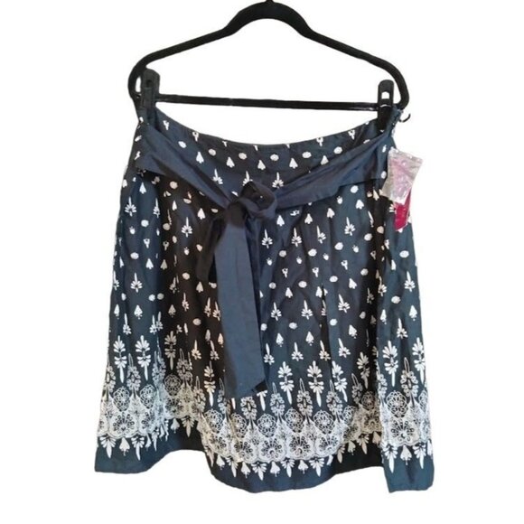 Mix Nouveau Womens Floral Print Skirt Attached Belt Side Zip Plus Size 2X - Picture 2 of 8